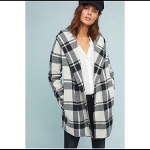 Anthropologie Field Flower Plaid Hooded Cardigan